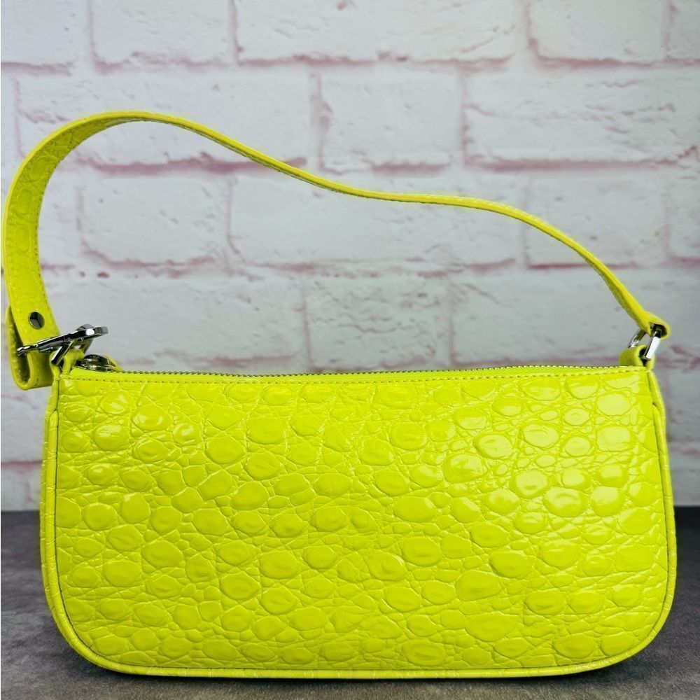 By Far Rachel Acid Green Croc-Embossed Women's Bag New - Picture 2 of 14
